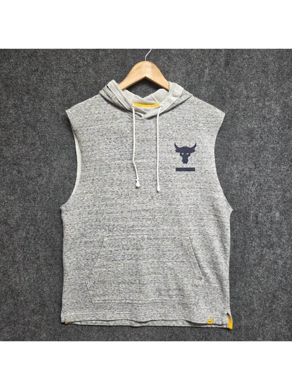 Under Armour Hoodie Mens Medium Gray Sleeveless Project Rock Sweatshirt Pullover